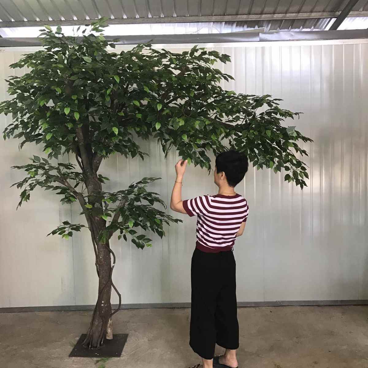 婚庆植物假e叶大型舞台绿盆景仿真客厅榕树道具洒装饰田园店落地