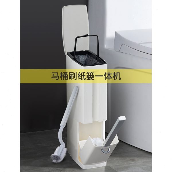 一体式无死角刷子卫生间家用垃圾桶带盖厕所纸篓套装底座马桶刷