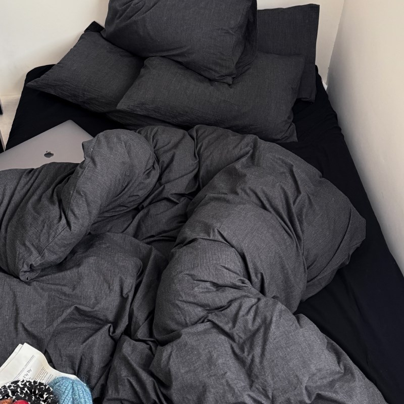 A类侘寂风全棉水洗纯棉四件套被套床笠床单M人床上三件套学生宿舍