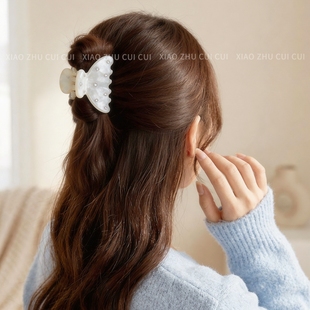 高级感元宝抓夹繁星镶钻鲨鱼夹发量少半扎发夹子可爱后脑勺发饰女