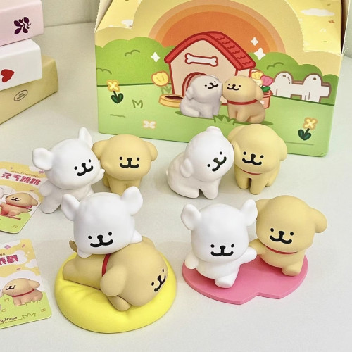 小狗快乐贴贴系列盲盒可爱狗狗手办桌面蛋糕装饰车载摆件生日礼物