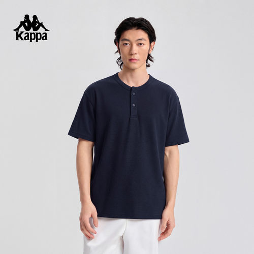 Kappa卡帕背靠背短袖t恤男2026新款夏季宽松休闲运动亨利领上衣潮