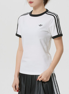 Adidas阿迪达斯三叶草女装2026春季新款3S TEE SLIM短袖T恤KD3683