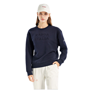 Kappa卡帕女装冬季新款套头衫加绒运动保暖休闲圆领卫衣K0B82WT01