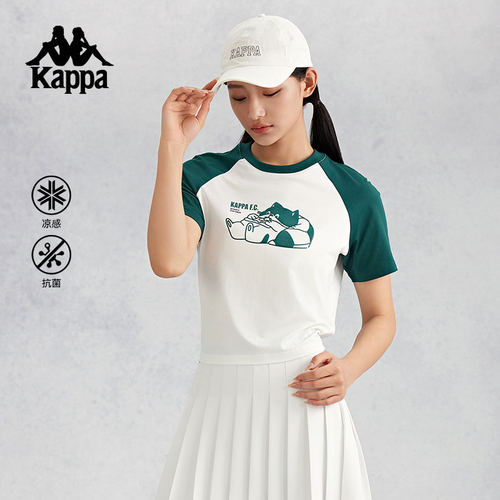 Kappa卡帕女装秋季新款透气百搭上衣运动休闲短袖T恤K0E62TD08