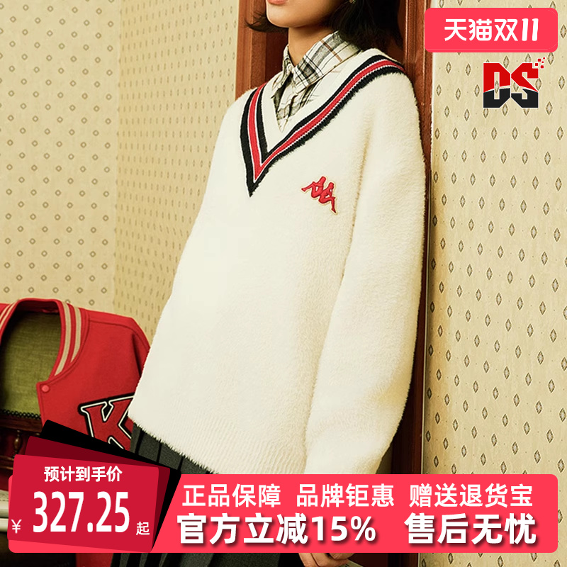 Kappa卡帕女装V领百搭保暖套头衫