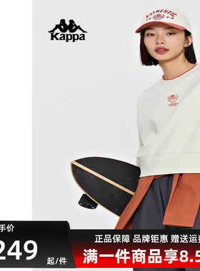 Kappa卡帕女装春季新款运动圆领针织图案套头衫K0E22WT02