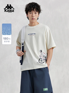 Kappa卡帕男款女款夏季新款短袖图案运动休闲T恤K0EX2TD97D