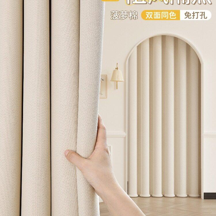 卧室加厚空调挡风门帘遮挡光帘试衣间隔断帘免打孔卫生间风水布帘
