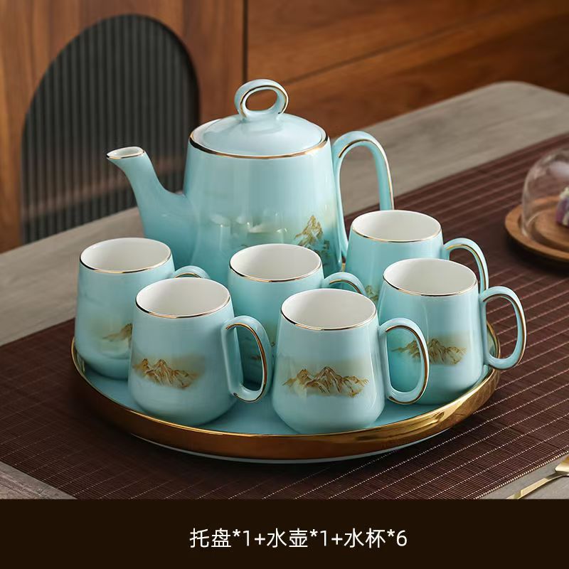 水具高档轻奢水壶套装客厅水杯家用杯子陶瓷茶具茶杯结婚乔迁整套