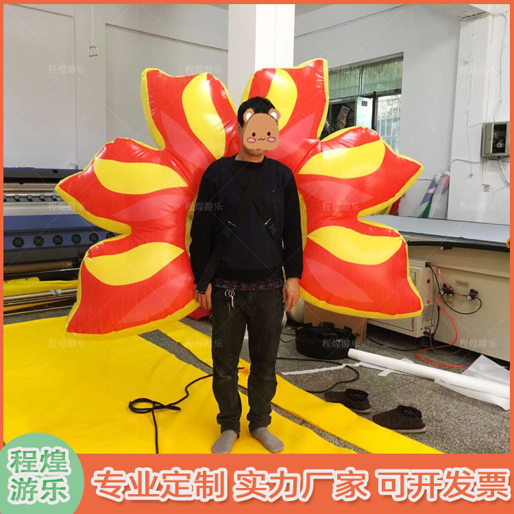 充气人背花朵气模蝴蝶翅膀巡游行走商场酒吧美陈舞台表演互动道具