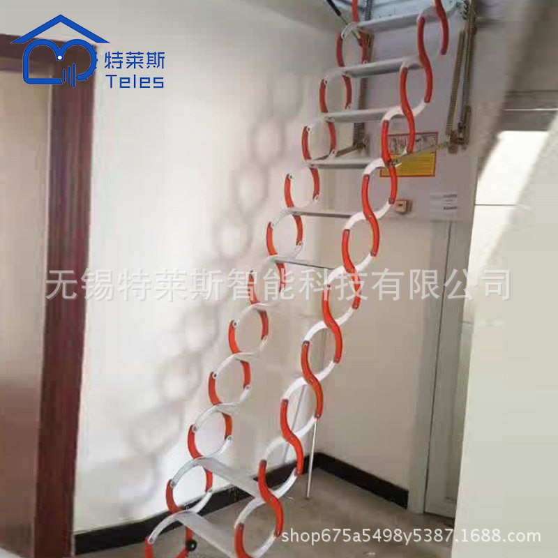 多功能半自动折叠伸缩梯 阁楼升降隐形拉伸缩楼梯
