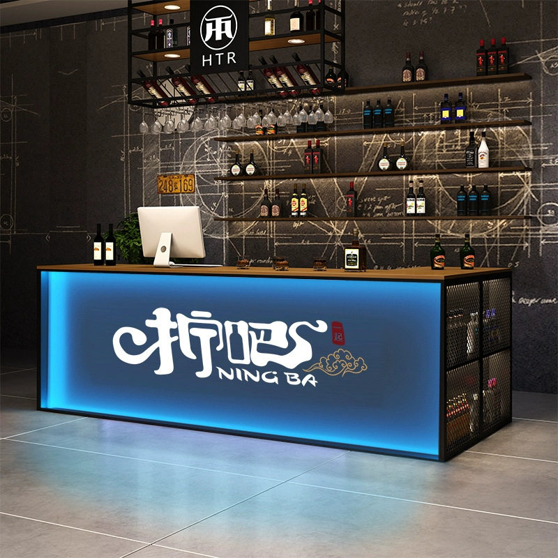 工业风酒吧吧台收银台烧烤店餐厅铁艺转角柜台网红电竞直播吧台桌