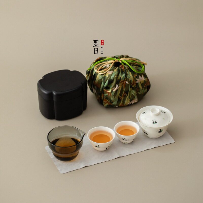 陶瓷快客杯一壶二杯便携旅行茶具轻简创意泡茶轻奢户外随身喝茶器