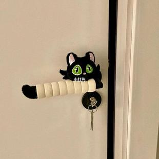 饰卧室房间门拉手通用 铃芽之旅小猫咪门把手防撞家用保护套可爱装