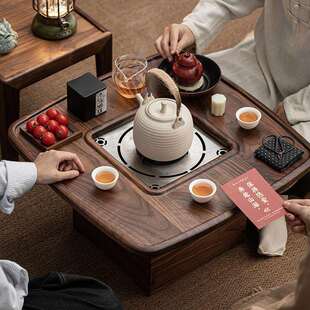 茶桌 一品造物北美黑胡桃围炉煮茶炭炉炭桌烤火炉家用茶室碳炉中式