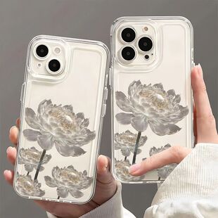 昙花适用苹果15pro手机壳iPhone14plus高级感13 11文艺女max小米10透明华为mate60荣耀90红米k50p40保护套