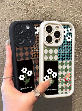 绿棕色千鸟格适用华为mate60/50/40手机壳P60P50P30/nova11/10/8/7/V40荣耀90/80/70/潮牌壳pronova4/12Pro