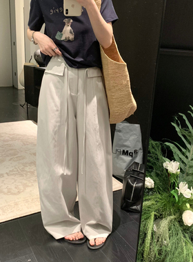 26新品质感绝韩系简约腰封抽绳设计直筒裤女显瘦休闲裤G2608JJ