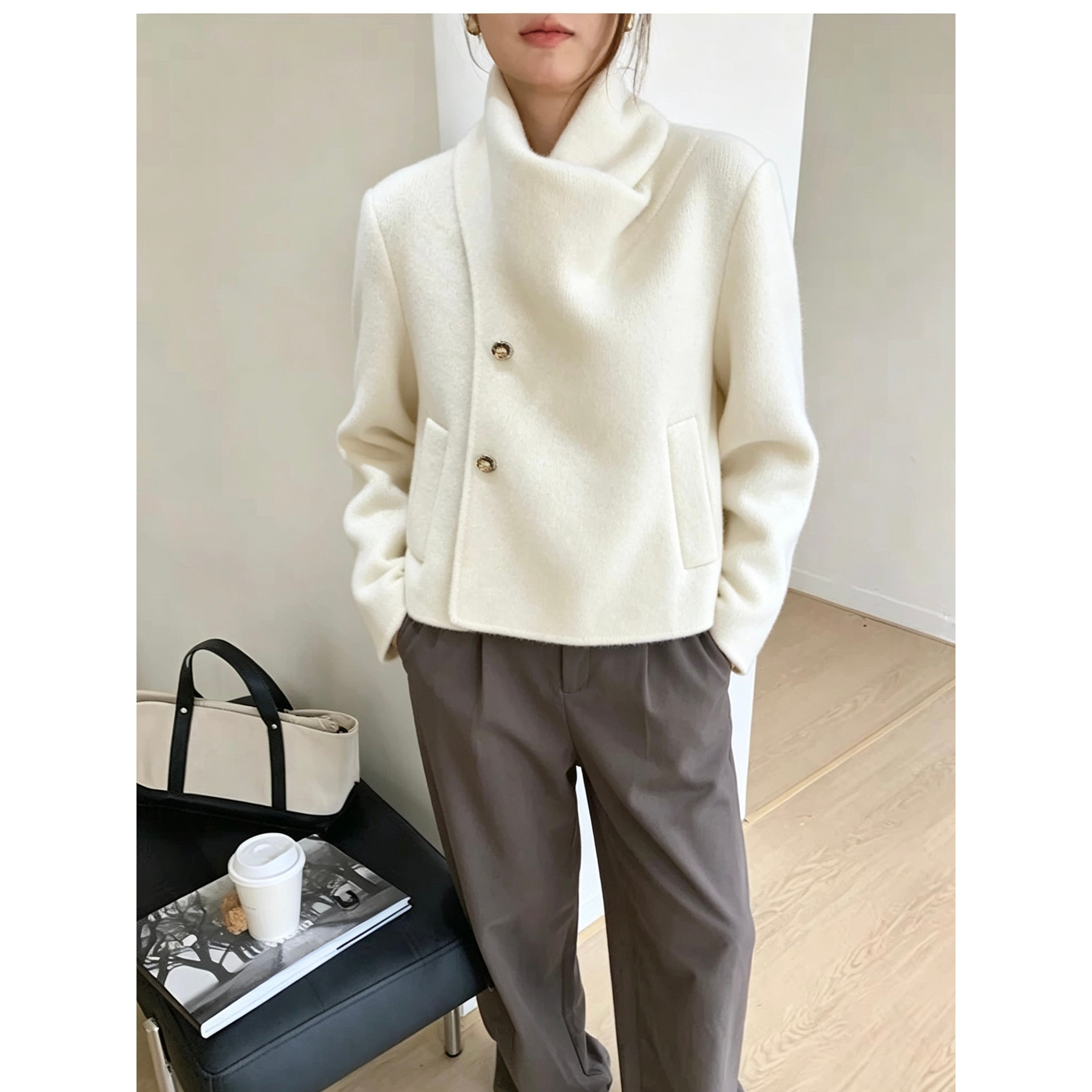秋款韩版休闲羊毛外套女大气羊毛短大衣（100澳毛）262088183396D