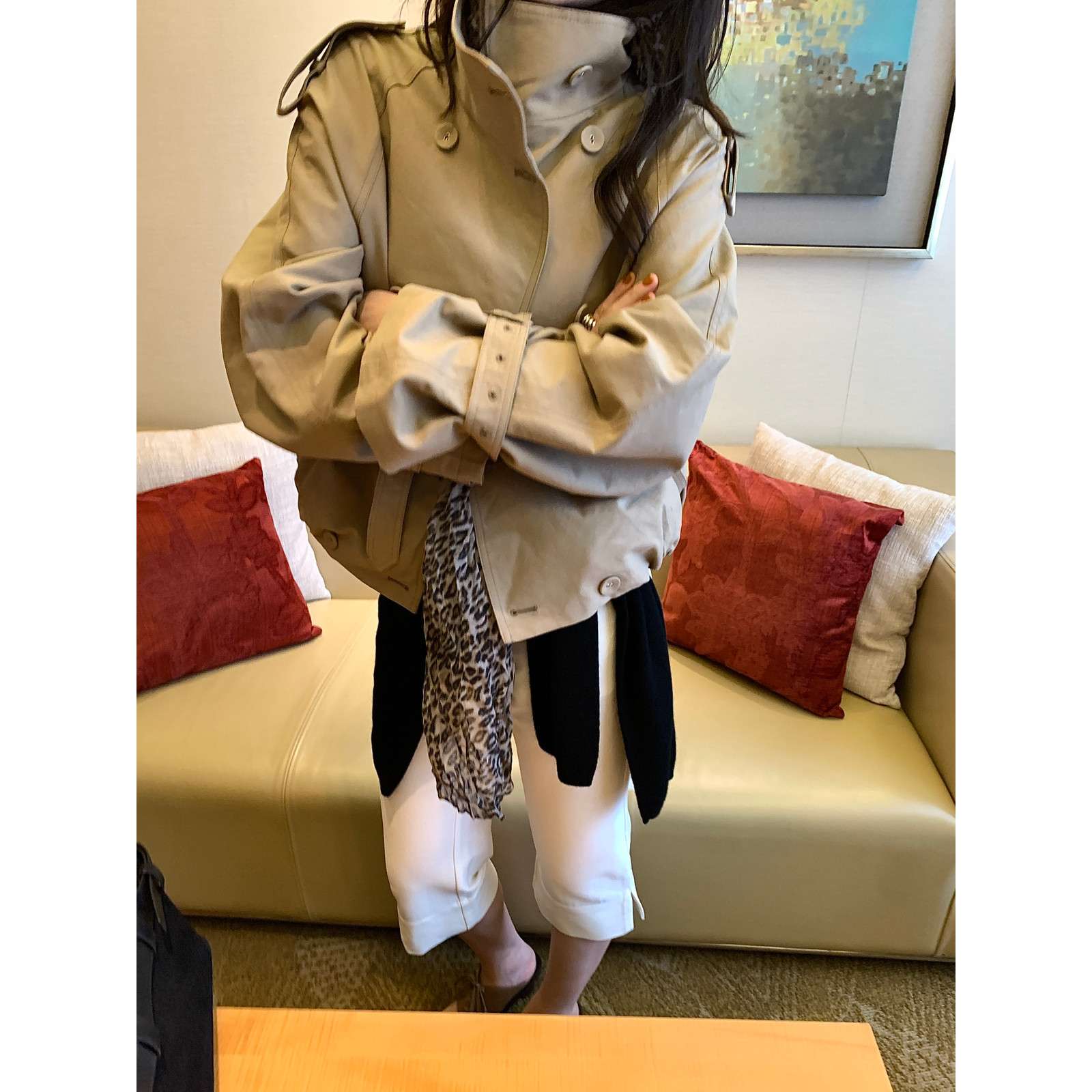 秋上新英伦复古通勤宽松风衣0862031