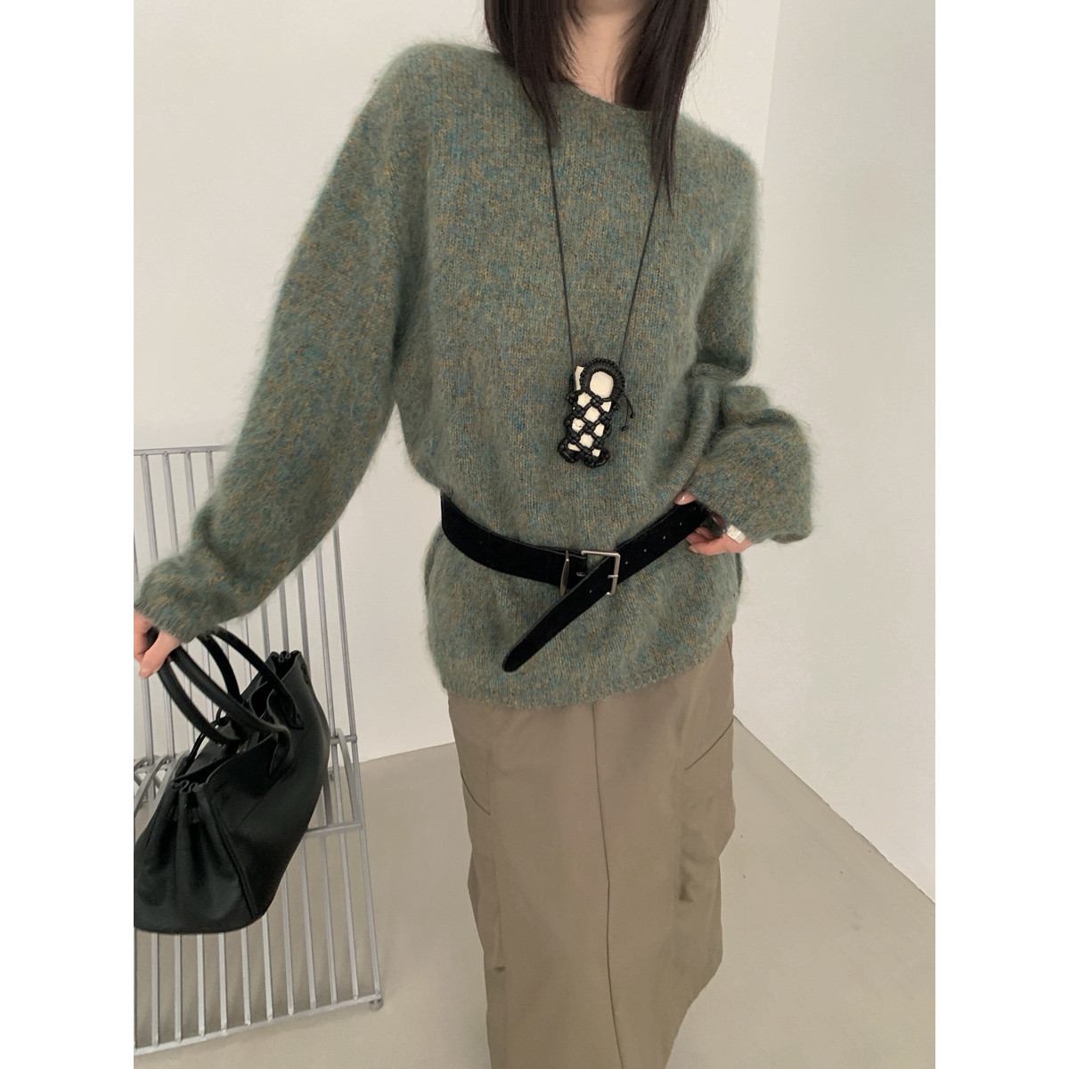 冬上新韩系风氛围感羊毛衫杂色软糯宽松套头羊绒衫(5%羊绒)8006