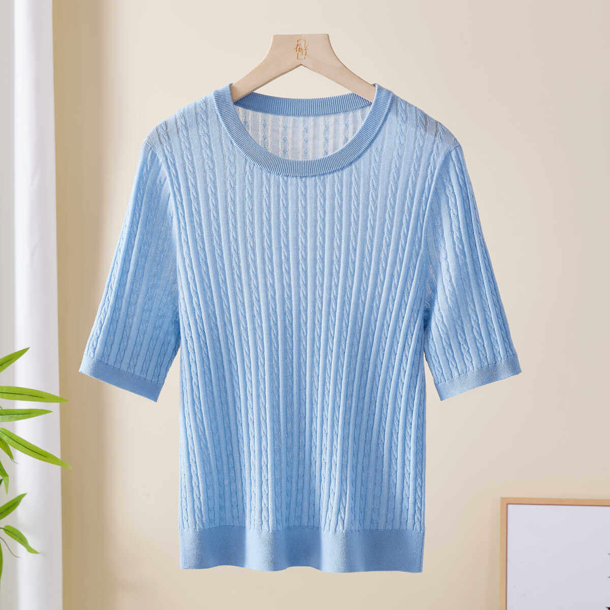 薄款透气2024夏季桑蚕丝短袖春竹