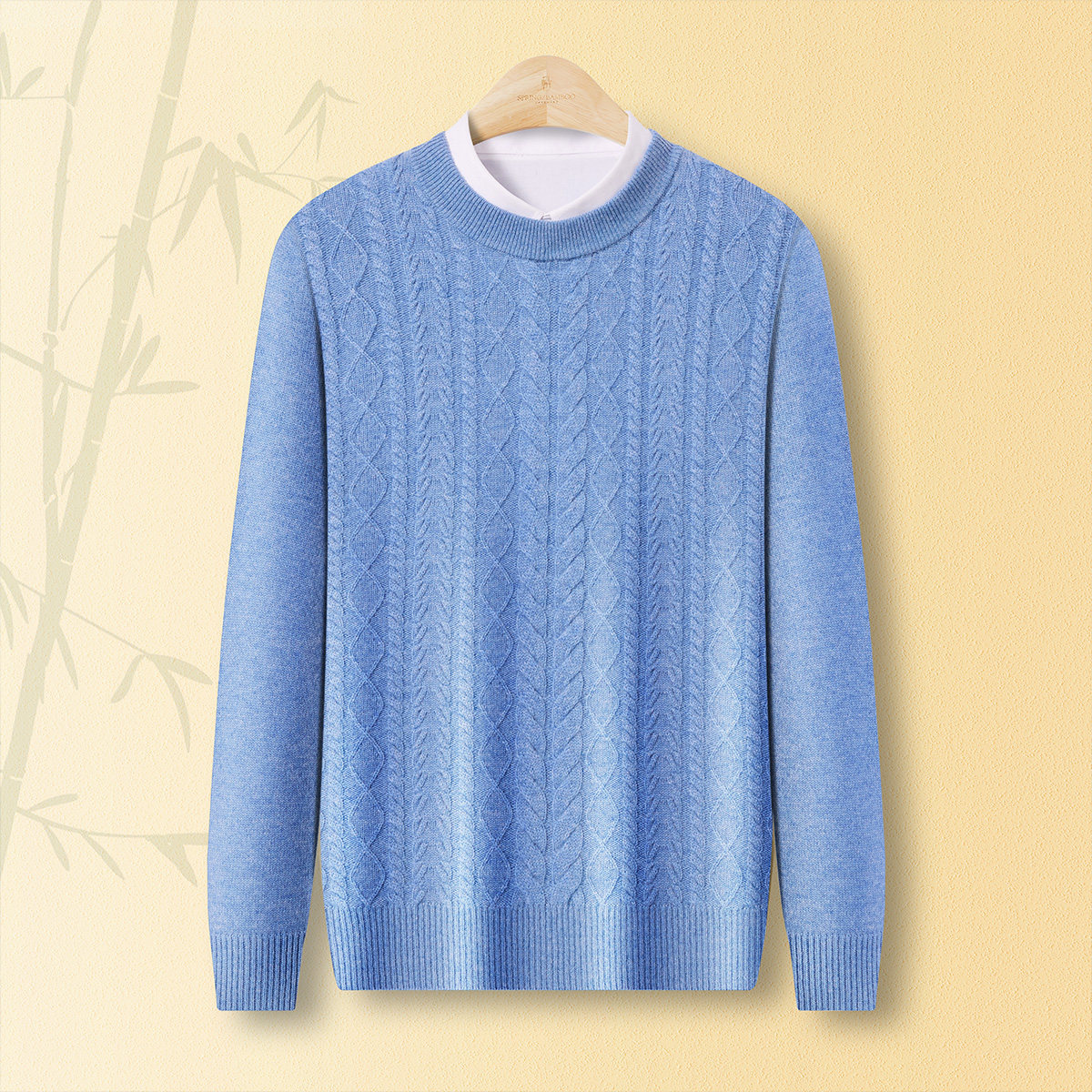 【加厚纯羊绒】春竹25秋冬无缝半高领绞花毛衣保暖高品质羊绒衫男,男装,羊绒套衫,淘宝优惠券,粉丝福利购,淘宝优惠卷