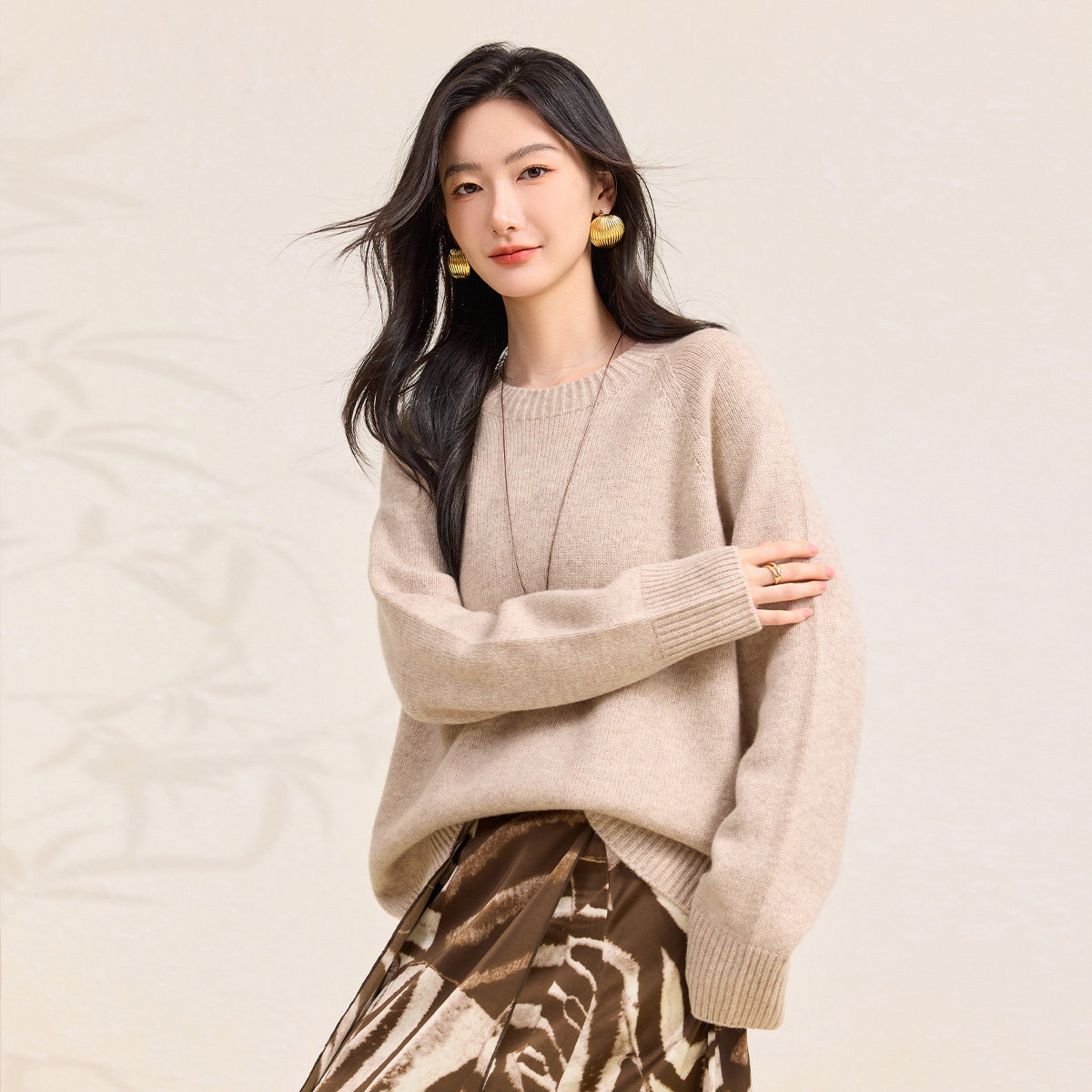 【天衣无缝】春竹加厚100%羊毛25秋冬圆领慵懒风宽松保暖女羊毛衫,女装/女士精品,毛针织衫,淘宝优惠券,粉丝福利购,淘宝优惠卷