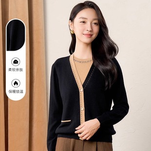 【年终清仓】春竹秋冬新款100%羊毛假两件高级感洋气保暖女羊毛衫