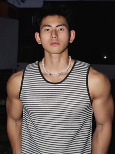特大码300斤潮流钩花黑白撞色条纹背心男装夏季基础简约百搭无袖