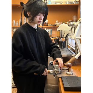 特大码300斤美式老钱风开衫针织衫男女秋冬fitcheck情侣宽松毛衣