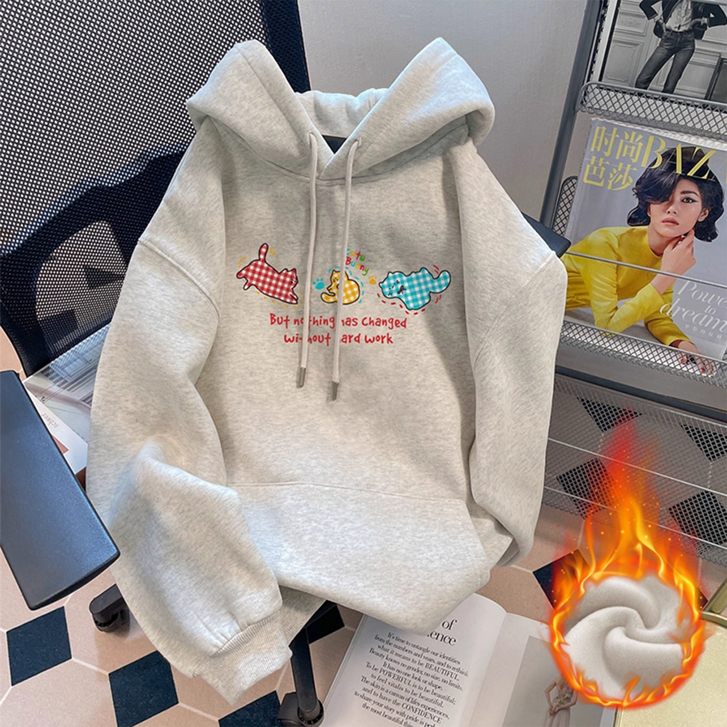 特大码300斤美式连帽卫衣男女秋