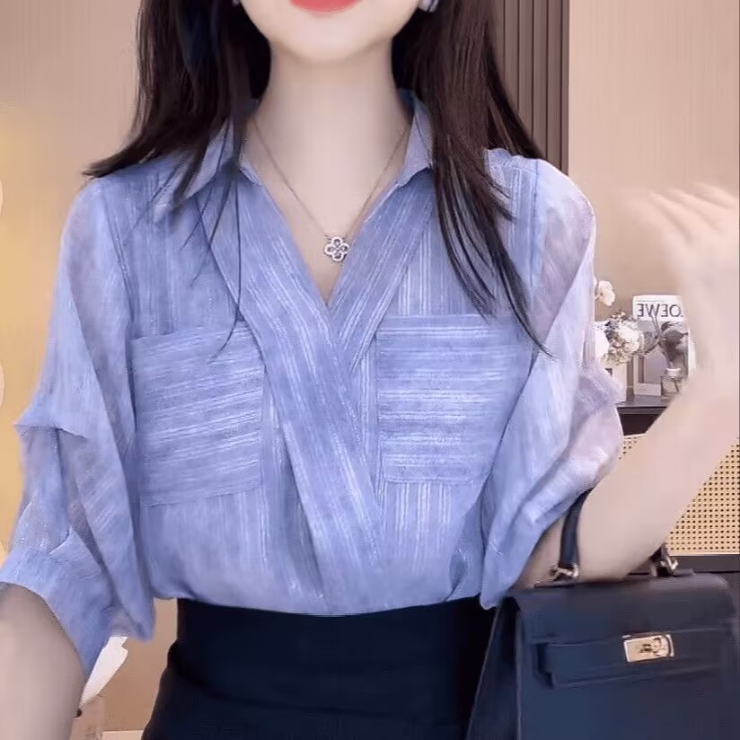 潮牌宽松防晒服显瘦爆款蓝色上衣
