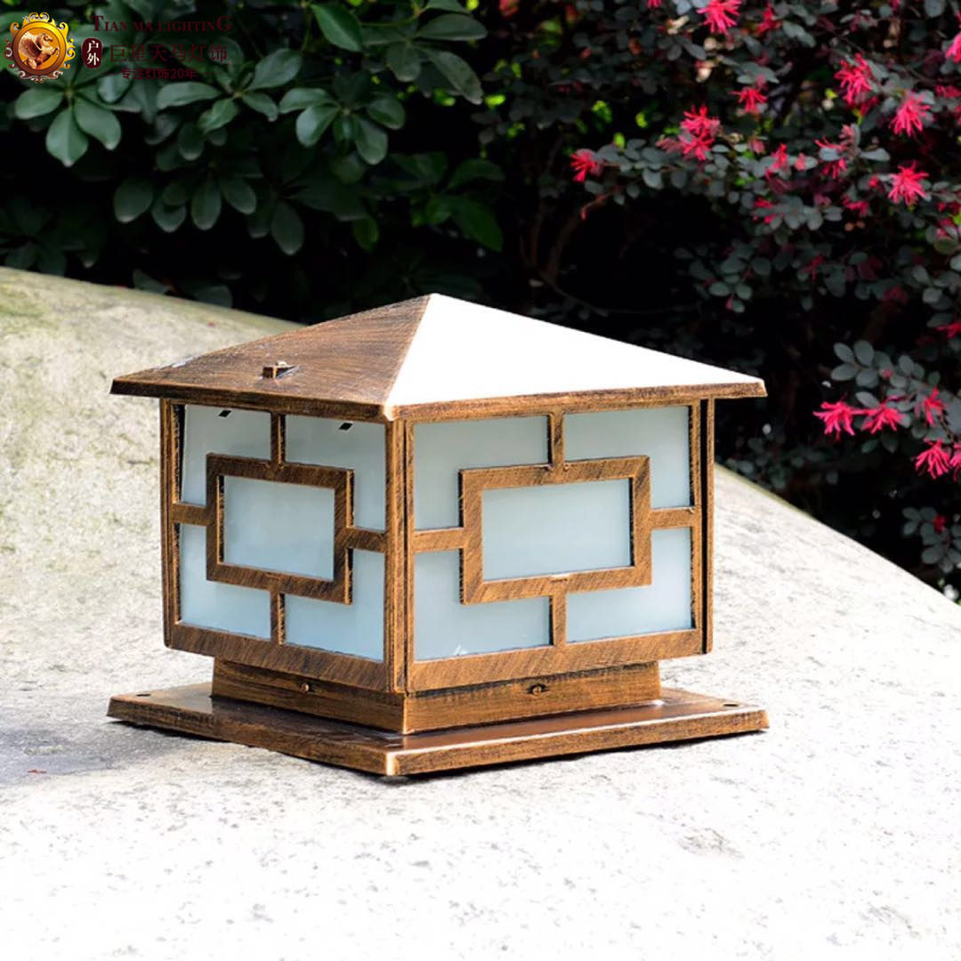 压铸铝户外中字灯柱头灯欧式庭院灯方形墙头灯花园别墅门柱灯led