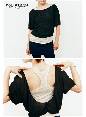 ISSIofficial*原创大露背设计真两件式工字背心罩衫短款宽松上衣