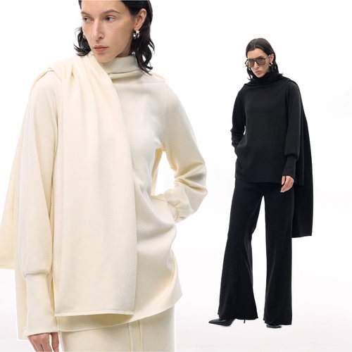 ISSIofficial*自带围巾假两件「多造型」上衣