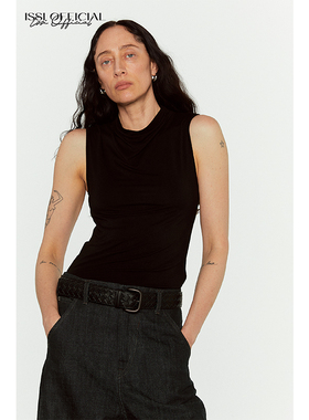 ISSIofficial* 修身版型小高领设计百搭针织背心女外穿无袖上衣