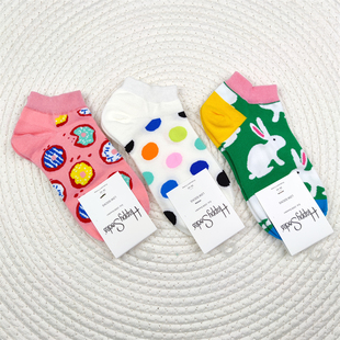 happysocks船袜女瑞典潮牌时尚个性百搭纯棉浅口短袜ins潮袜子