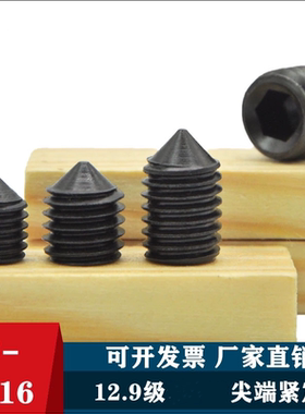 黑色12.9级尖头紧定螺丝M2M3M4-M16x4x6x12x14内六角无头机米螺钉