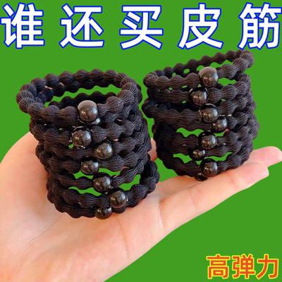 简约黑色豌豆运动头绳女2025年新款防滑高马尾发圈高弹力皮筋发绳