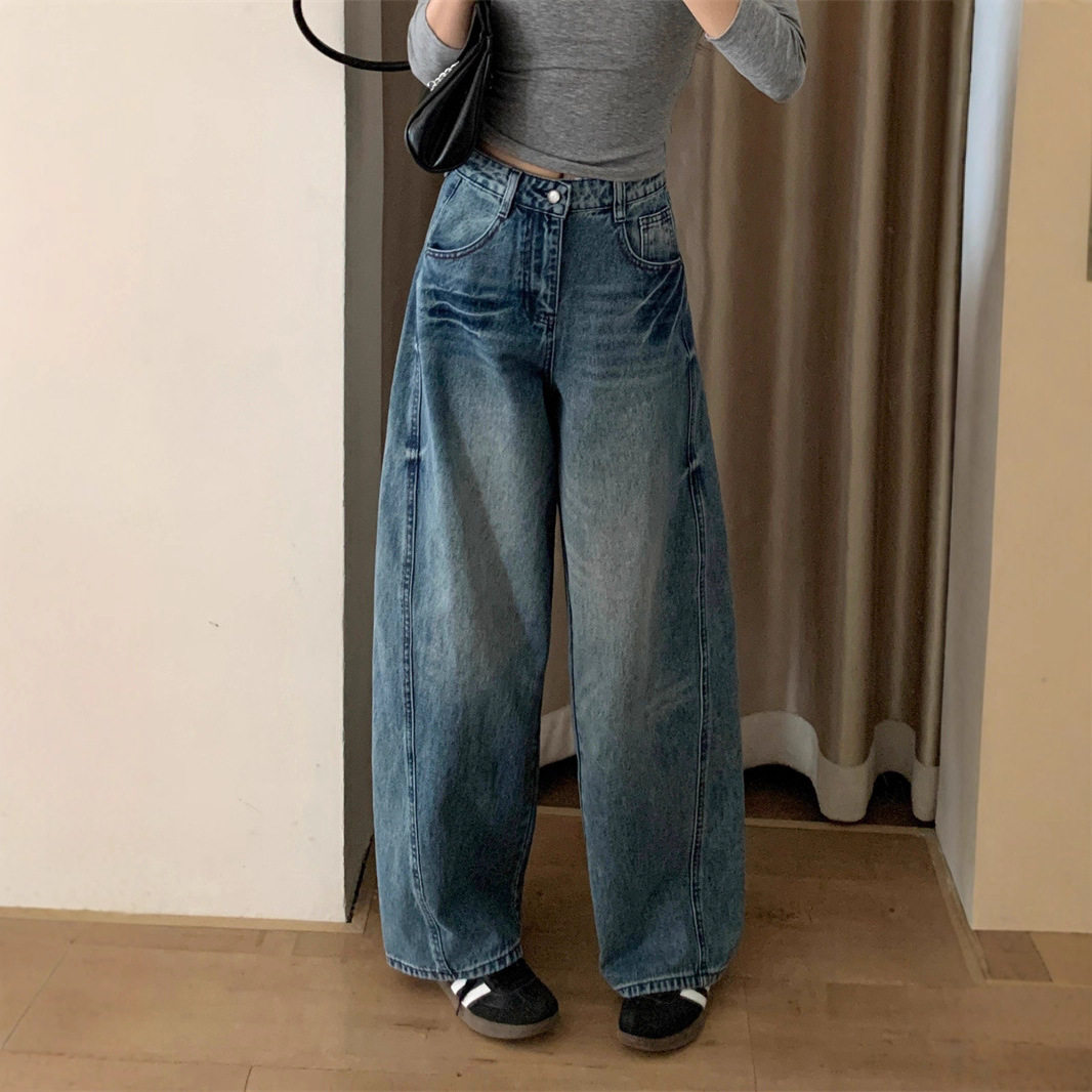 摩登慵懒~美式弯刀牛仔裤女阔腿宽松显瘦设计低腰直筒拖地裤长裤,女装/女士精品,牛仔裤,淘宝优惠券,粉丝福利购,淘宝优惠卷