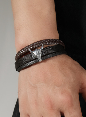 西部牛仔风牛头手环磁吸