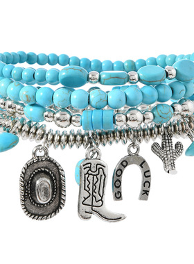 西部牛仔手链马蹄铁仙人掌造型