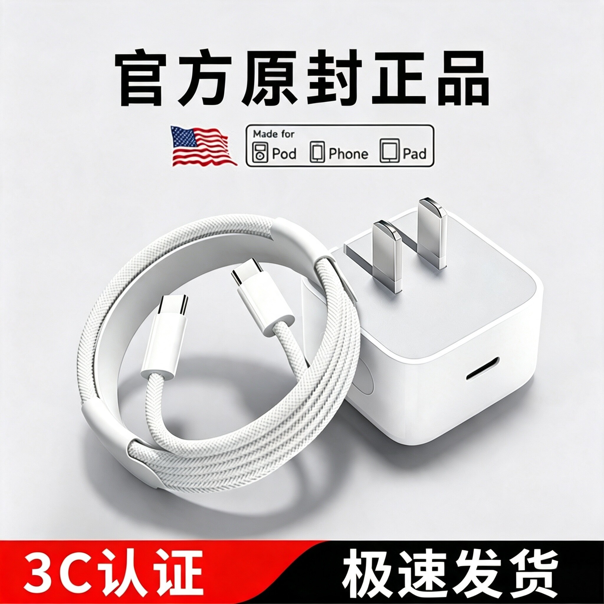 官方40W动态快充适用苹果17/16promax充电器头原封正品iPhone17手机17air充电插头15编织数据线40W电源适配器图片