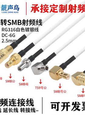 RG316白色射频转接线TS9转SMB公母头ts9转smb信号连接线延长线