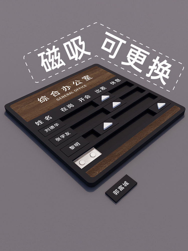 磁吸可更换人员去向牌定制办公室员工寝室工作人员告知牌领导在岗
