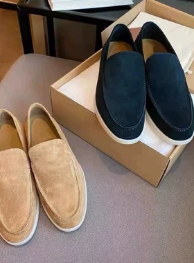 lP纯原单鞋意大利PU反绒乐福鞋平底休闲一脚蹬男鞋外贸