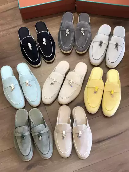 Spring and Summer Genuine Leather Lp Toe-Toe Slippers Flats-Soled Half-Slippers Casual and Comfortable Slip-On Slip-Ons Loaf Women's Shoes