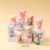 植绒国风吹泡泡女孩萌粒摆件卡通桌面装 饰品潮玩公仔创意礼品批发